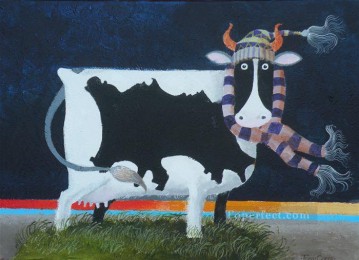 Jersey Vaca humor gracioso mascota Pinturas al óleo